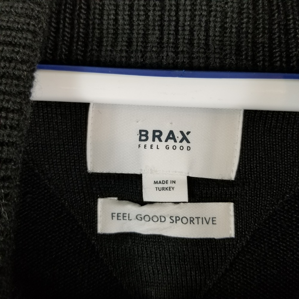Brax Cardigan Sweater Mens 54 Black Style Jake Full Zip Mock Neck Knit Sportive - Picture 3 of 9